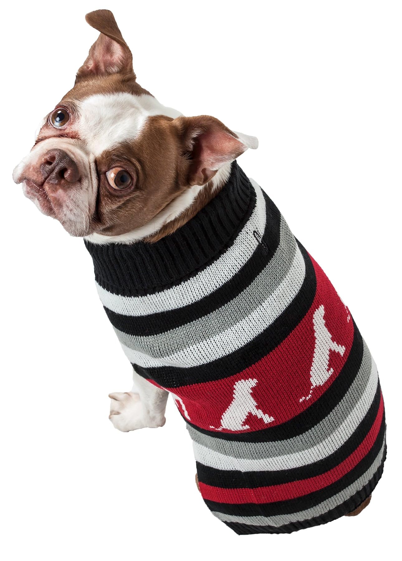 PetLife Chien à Motif à Rayures Mode côtelé col roulé Pull pour Animal Domestique