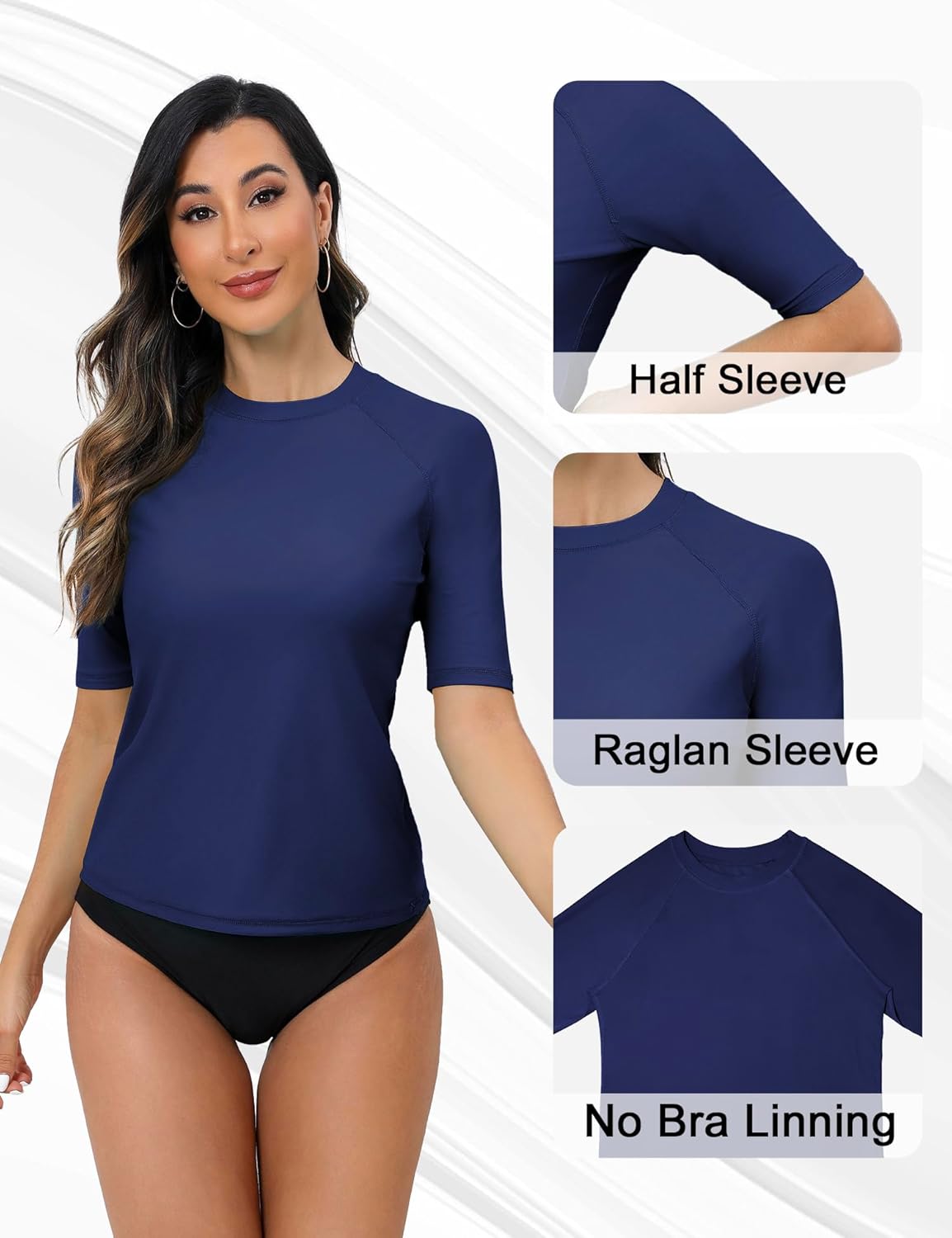 Bonneuitbebe Womens Rash Guard UPF 50+ Half Sleeve Swim Shirt UV Sun Protection Water Shirts for Swimwear - Image 4