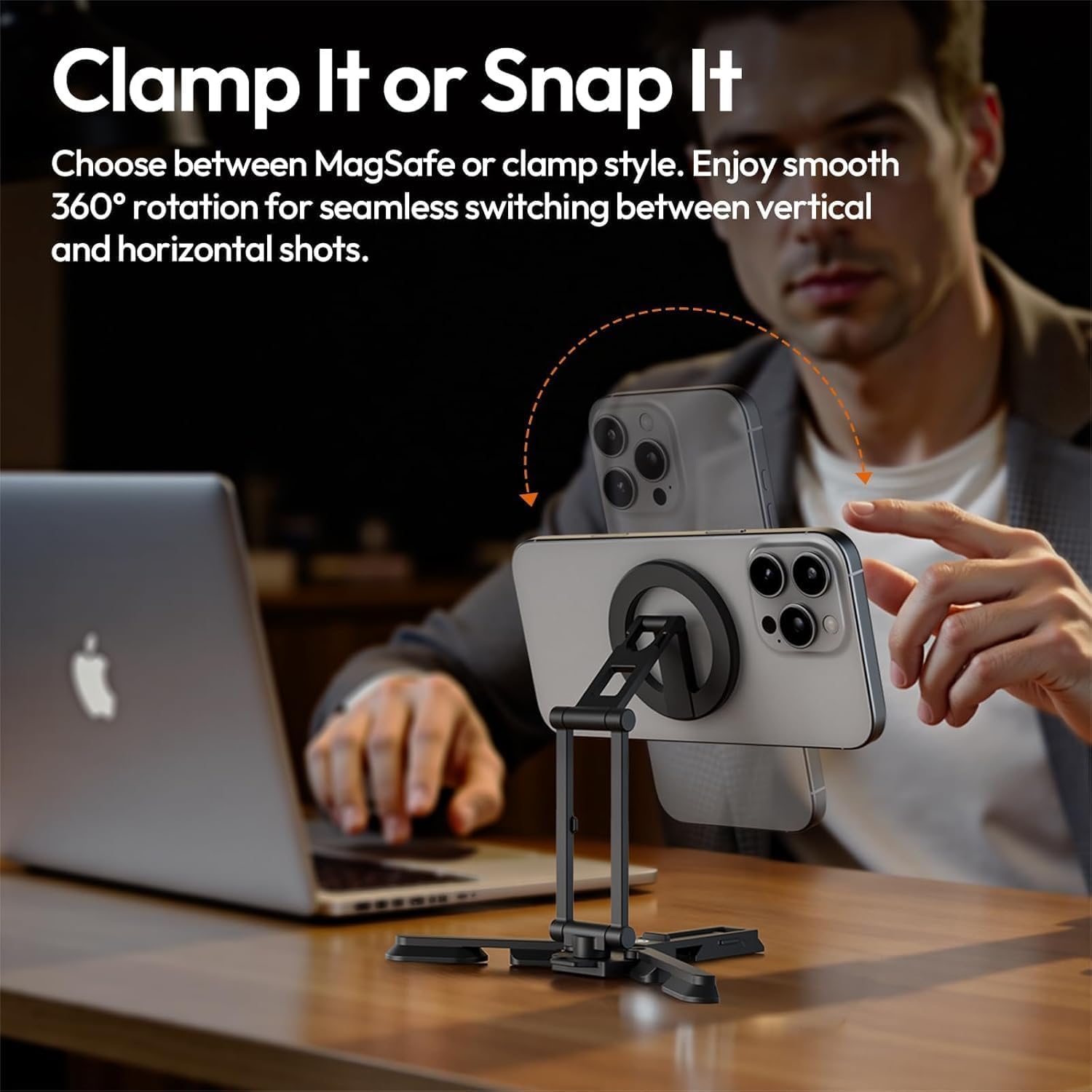 ULANZI SK29 Magnetic Phone Tripod, Foldable Mini Tripod Mount with MagSafe Phone Holder, Aluminium Cell Phone Stand with 1/4”, Arca Uka Base, Travel Vlog Essentials for iPhone 17/16/15/14/13/12 - Image 4