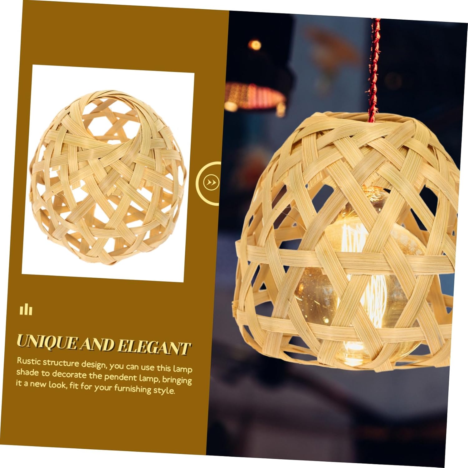 DOITOOL 5sets Woven Bamboo Lampshade for Ceiling Light Cover Rustic Style Lamp Shades 4pcs*5