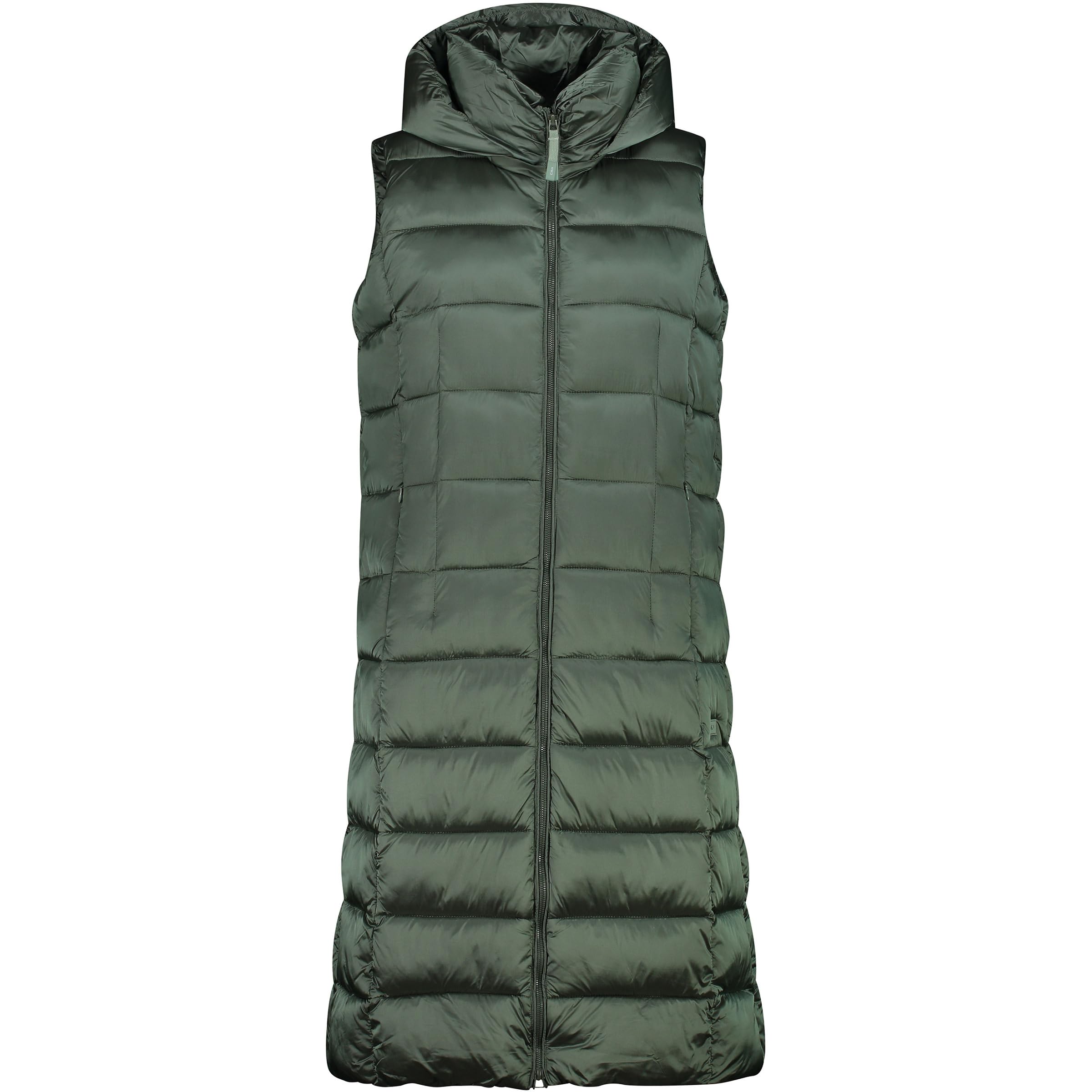 CMP Chaleco largo de nailon con capucha fija para mujer