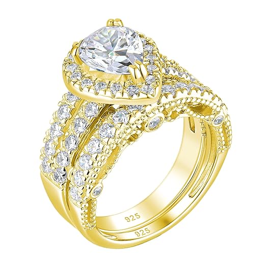 Wuziwen 4 Carats Engagement Ring Set