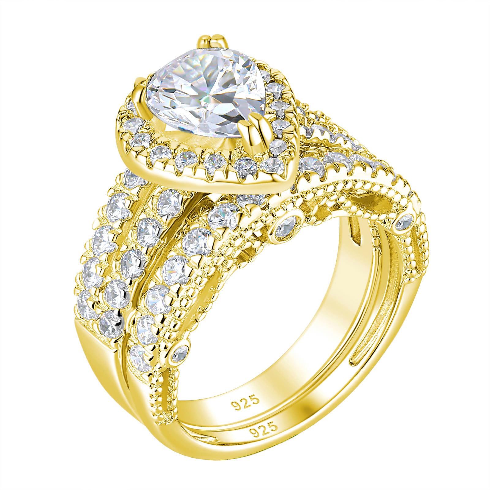 Amazon.com: Wuziwen 4CT Sterling Silver Pear Shaped Wedding Ring