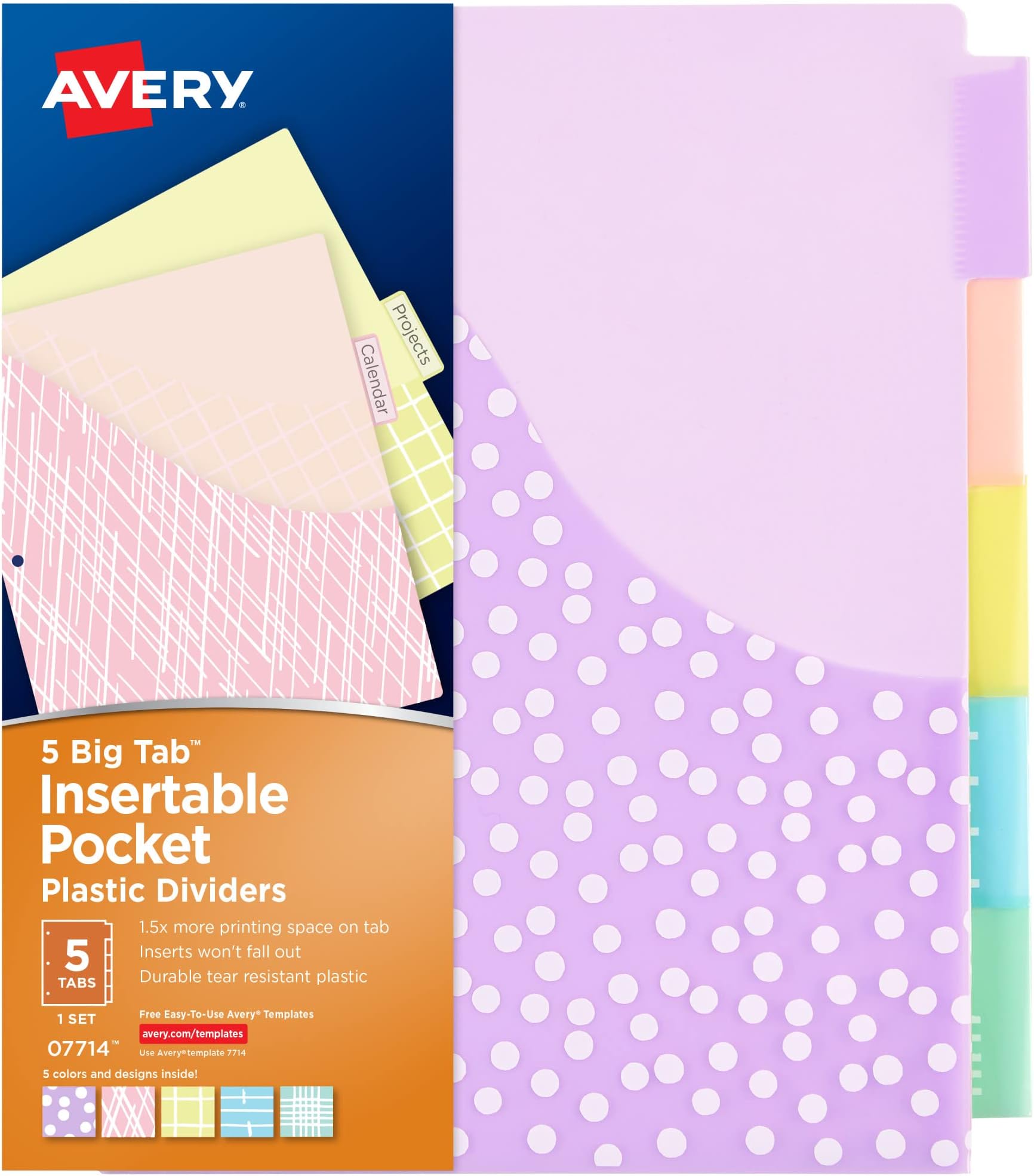 Avery Dividers for 3 Ring Binders, 5 Tab Binder Dividers