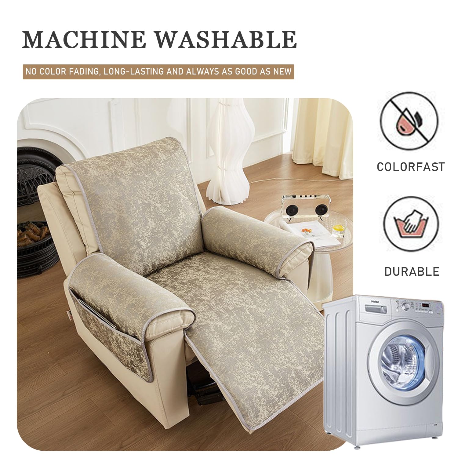 Copripoltrona Relax Reclinabile in Stile Moderno Copridivano Antiscivolo Lavabile Per Poltrona Reclinabile Fodere Copripoltrona Reclinabile 1 Posto Antigraffio Per Cani E Gatti,Arancia