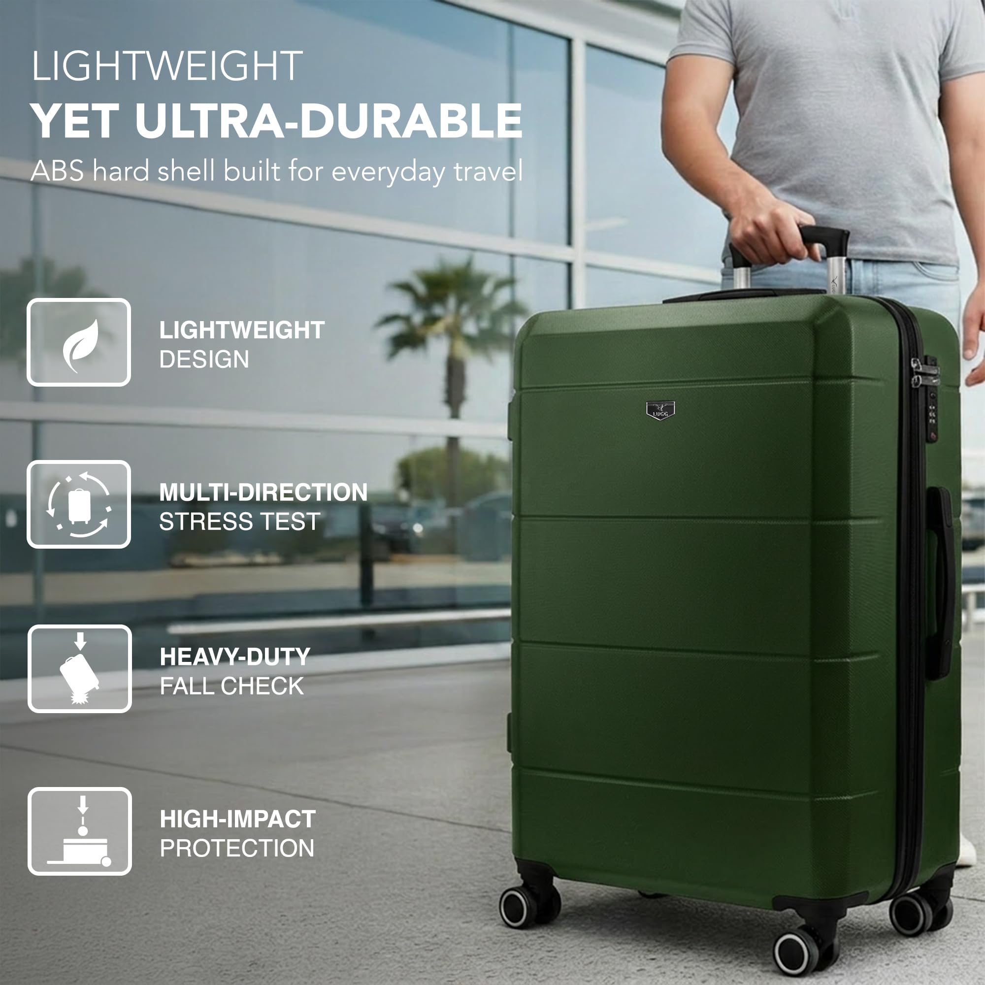 LUGG - Jetset 40cm Suitcase - 40x30x20cm- Ryanair Compatible - Underseat Size - Hard Shell ABS - Spinner & Removable Wheels - Lightweight Travel Luggage- Cream/Brown — view 213