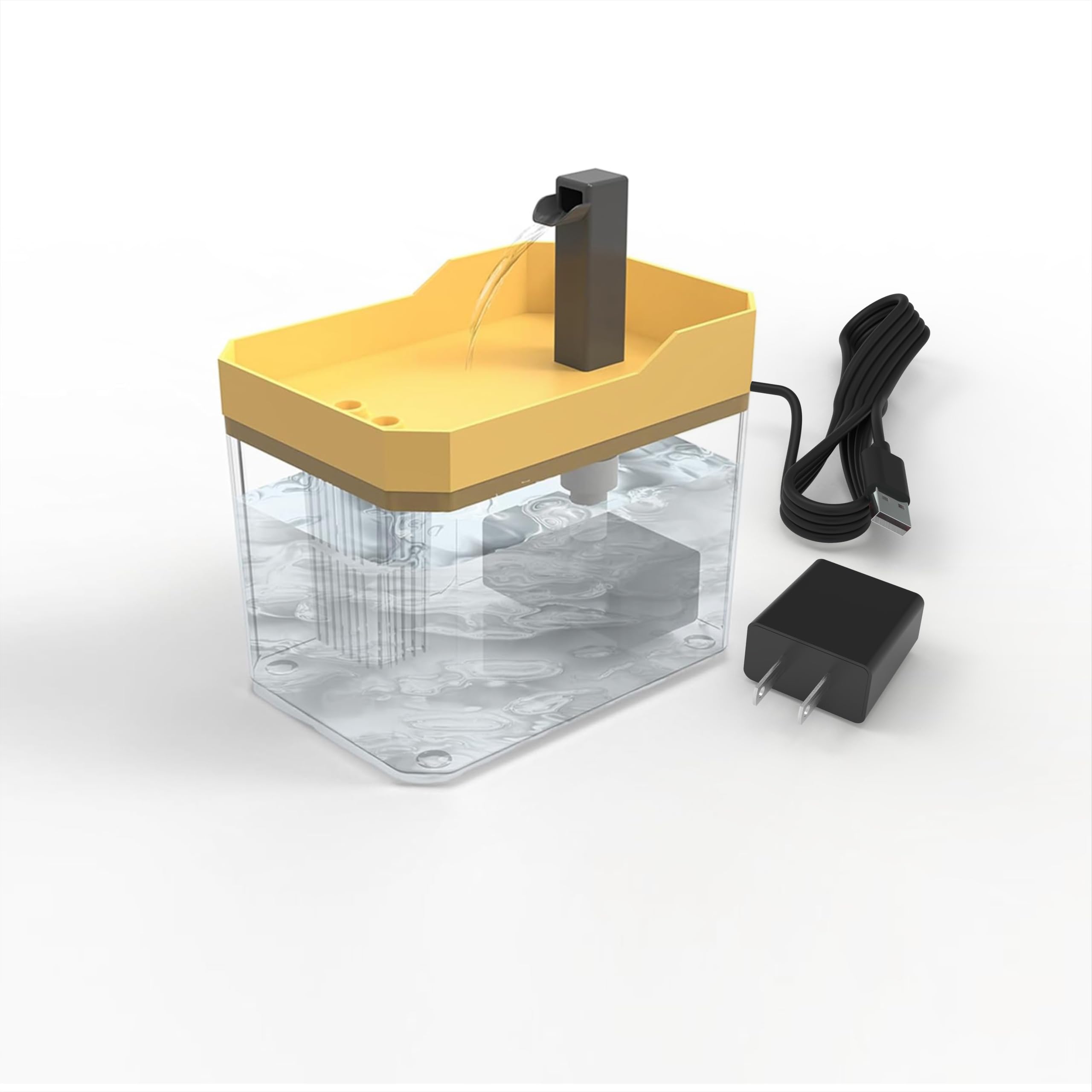 NSKanios Pet Drinking Fountain, Cat Water Fountain, 1.5L Pet Water Fountain, Yellow