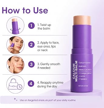 2PCS Calcium Multi Balm Stick,Collagen Moisturing Stick for Face