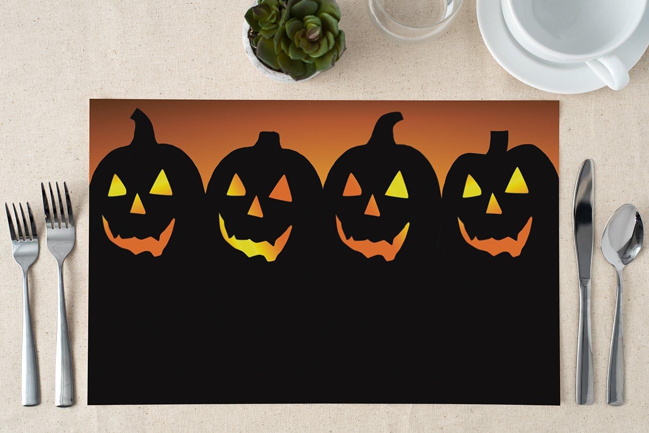 DB Party Studio Halloween Paper Place Mats 25 Pack All Hallows Eve Scary Jack o' Lanterns Teen Kids Costume Parties Adult or Child Luncheon Disposable Easy Cleanup 17" x 11" Dining Table Placemats