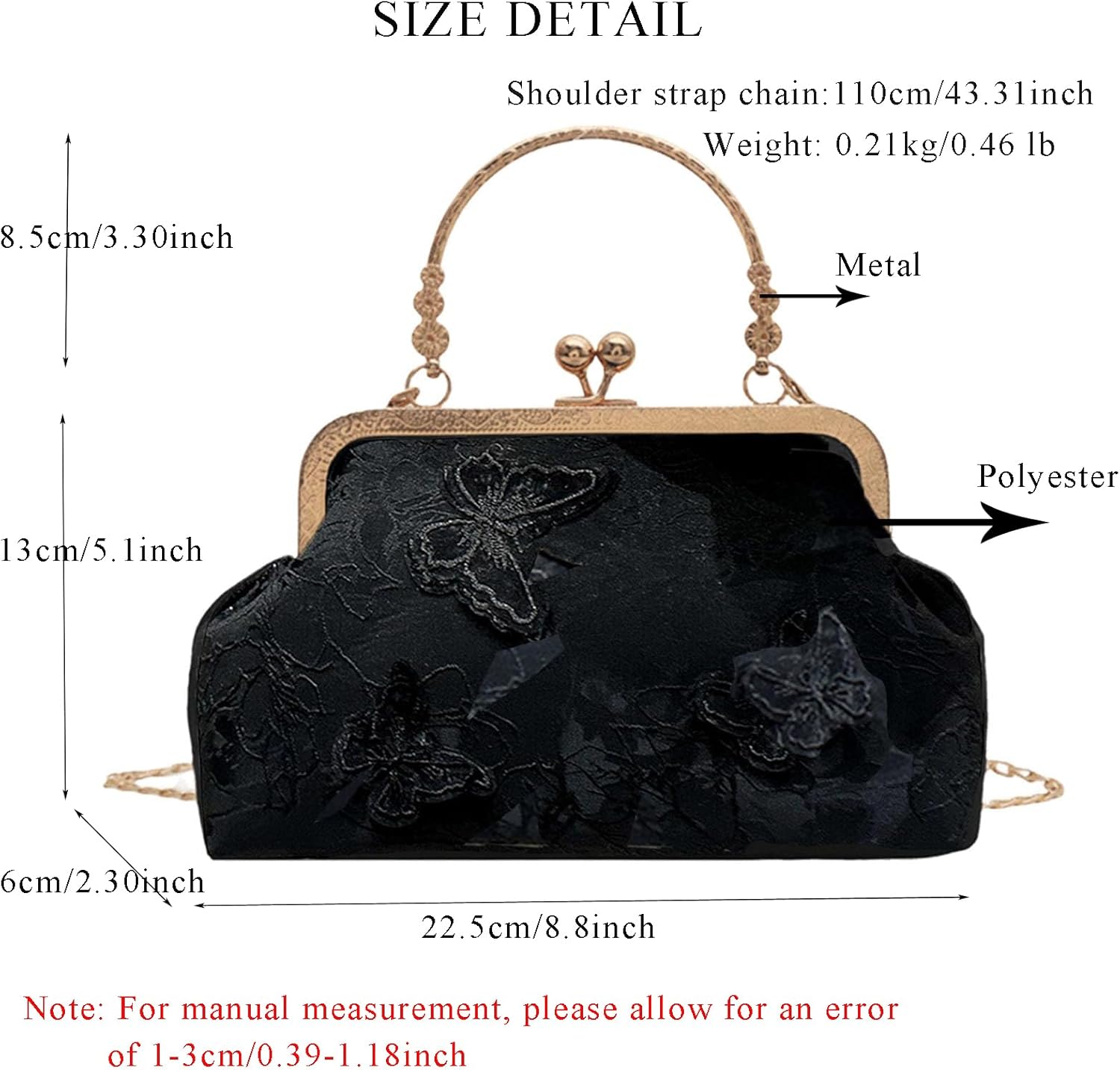 Elegant Embroidered Butterfly Clutch Purse for Women, Retro Crossbody Shoulder Bag, Party Purses Bridal Wedding Handbag