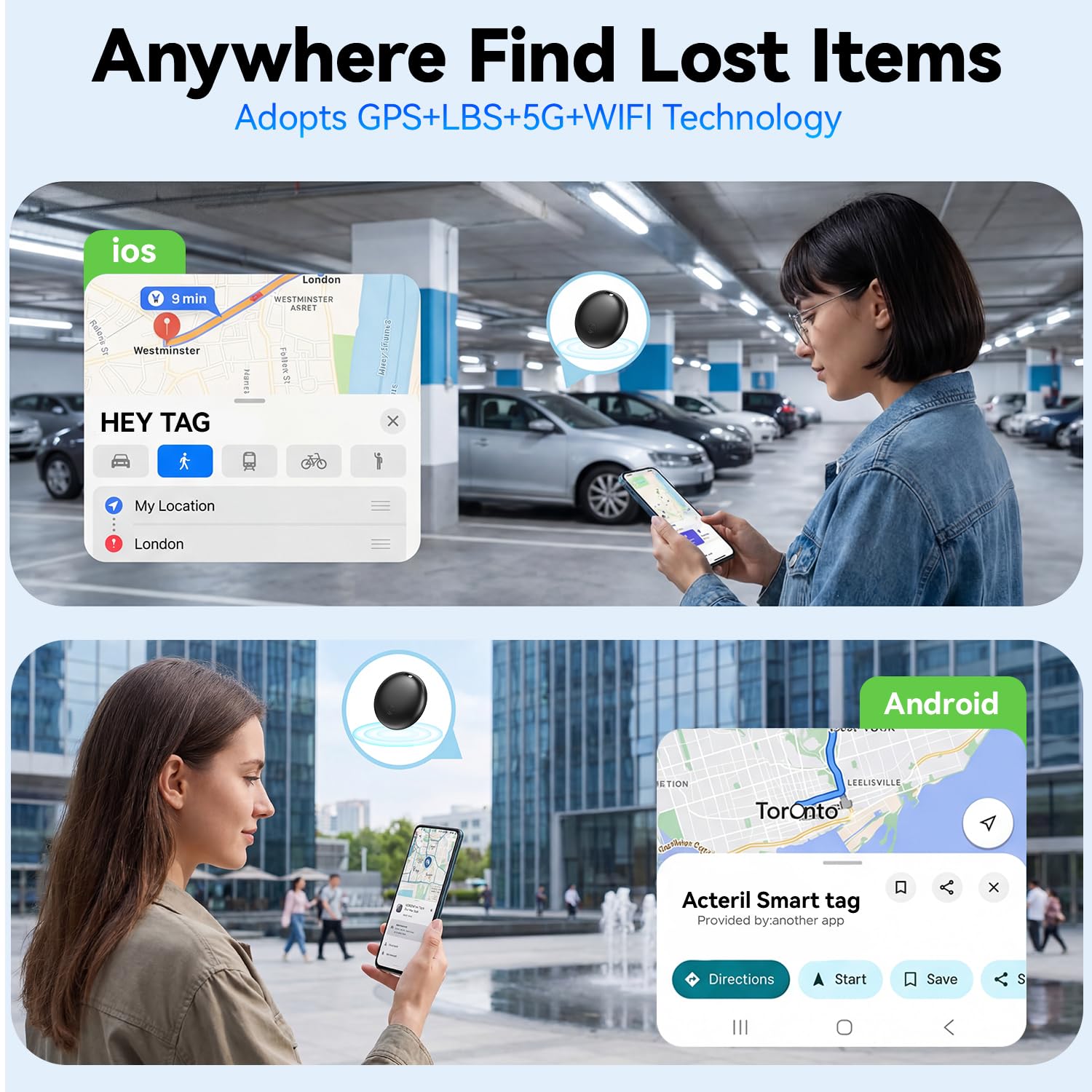 GPS Tracker Auto,2026 Magnetico Localizzatore gps per Auto Air Tracker Android e IOS, Nascosto SIM senza abbonamento, IP68 Impermeabile Bluetooth Smart Tag Per Veicoli,Chiave e Bagagli