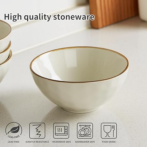 Miniatura 8 de famiware Juego de 6 cuencos de cereales Ocean Square de 6 pulgadas, cuencos de avena para arroz de 23 onzas, aptos para microondas y lavavajillas,