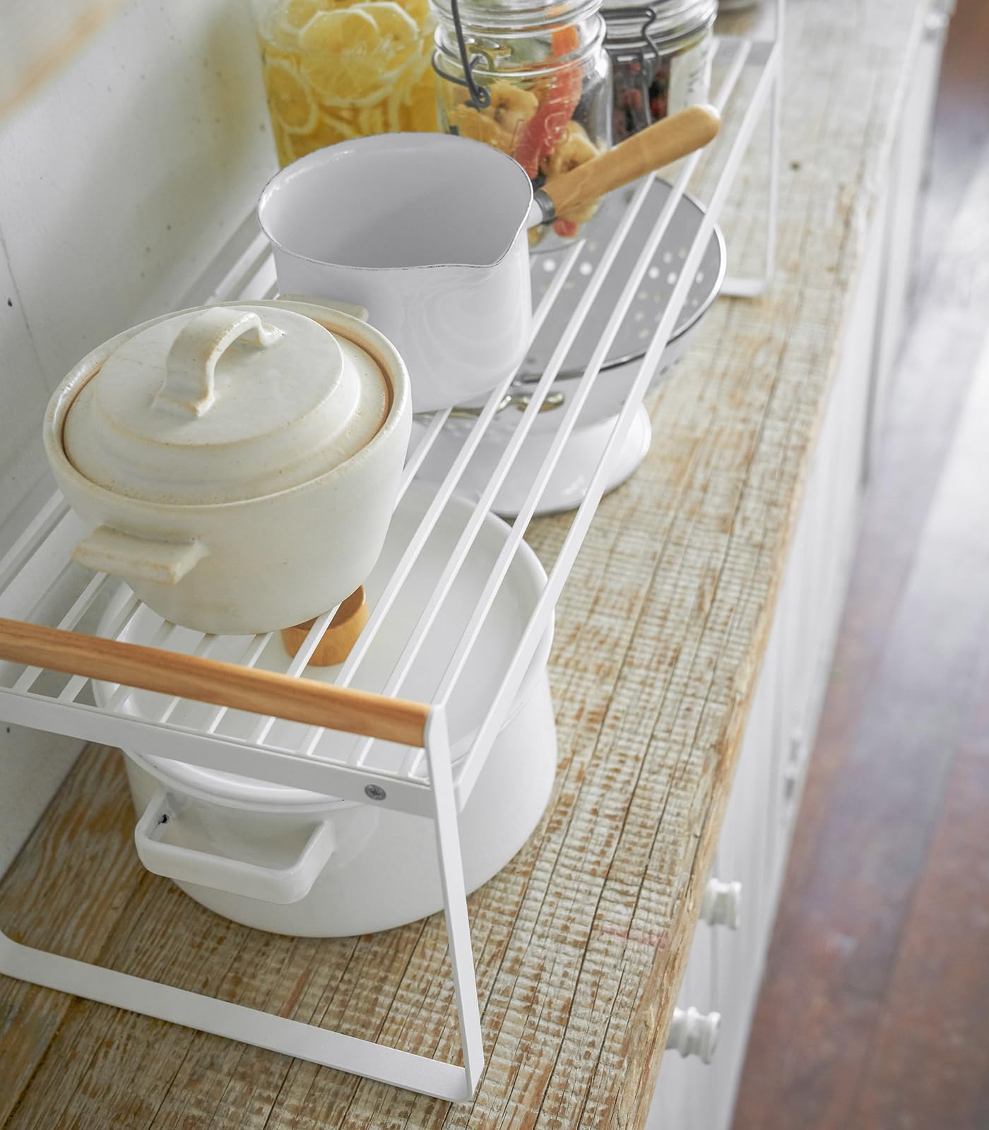 Yamazaki 3803 TOSCA Storage Shelf, white, Steel / Wood, 60 x 22.5 x 22 cm