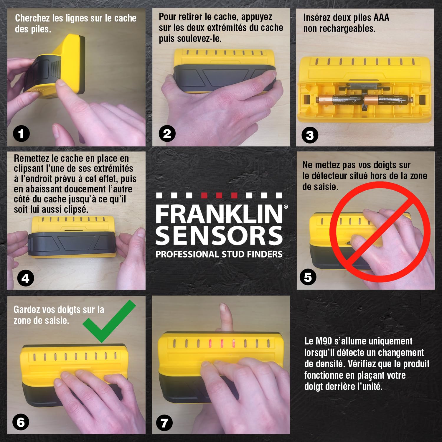 Franklin Sensors ProSensor M90 Détecteur de montants professionnel 9 capteurs