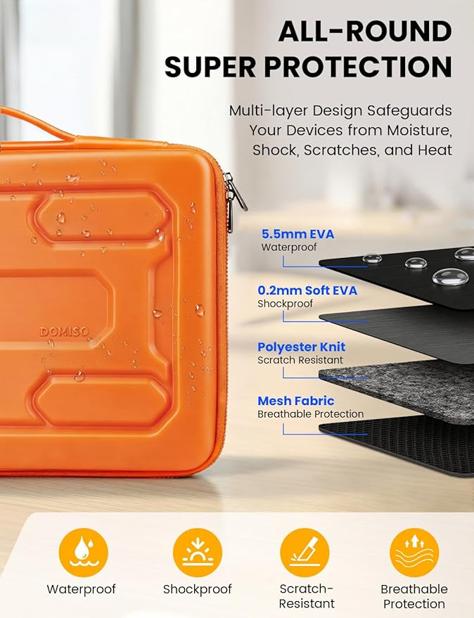 Funda rígida para laptop 15-16 pulgadas DOMISO impermeable color naranja miniatura 2