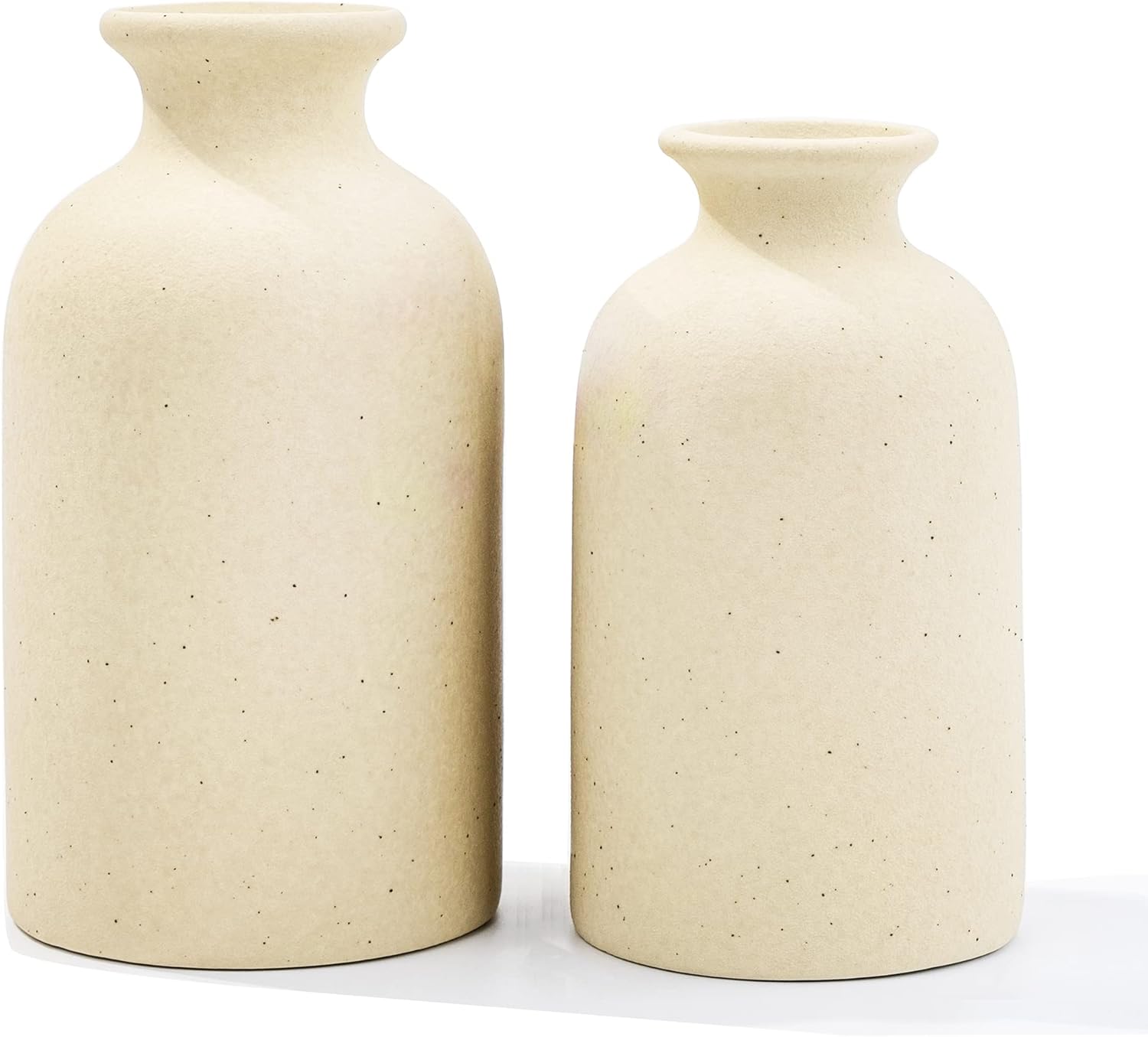 Beige Ceramic vases Home Decor 2pcs Small vase Set Boho vase Modern Farmhouse Decor (Beige Spot)