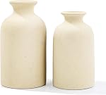 White Ceramic vases Home Decor 2pcs Small vase Set Boho vase Modern Farmhouse Decor (White)