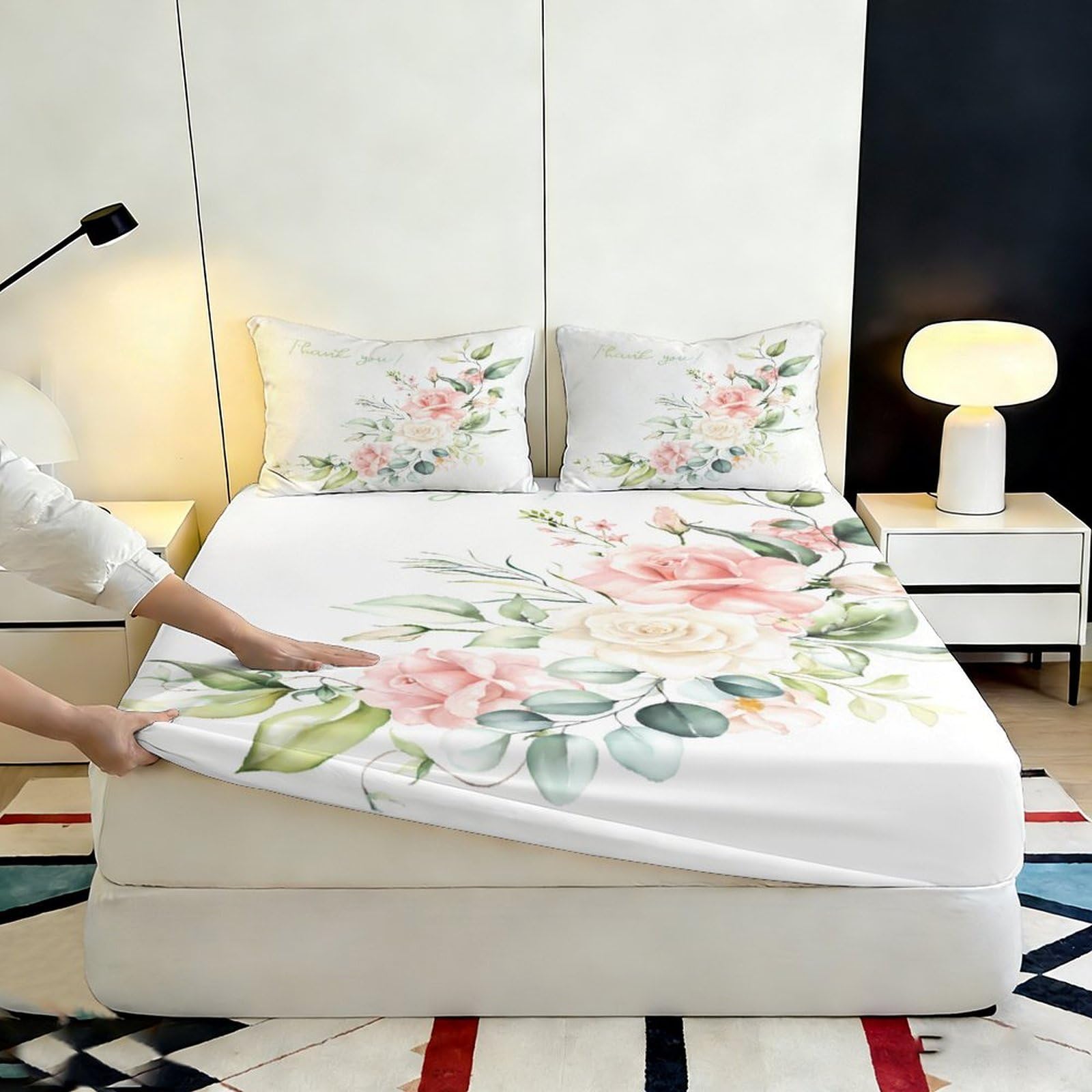 3D Printed Fischmotiv Bed Sheet, Microfiber, Fitted Sheet, rutschfest, Home