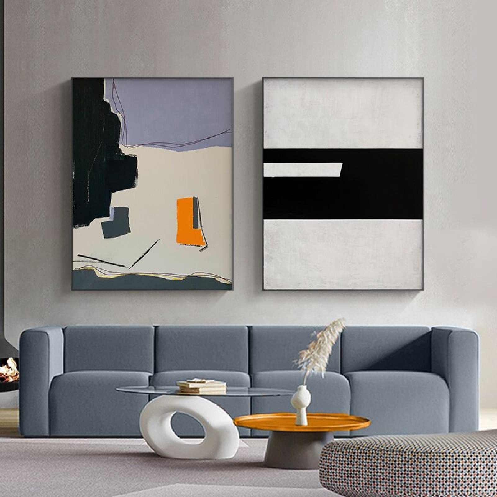 Lot De 3 Affiches Murales Abstraites En Métal 3D - Décoration Murale Minimaliste Noir Pour Chambre, Salon, Bureau