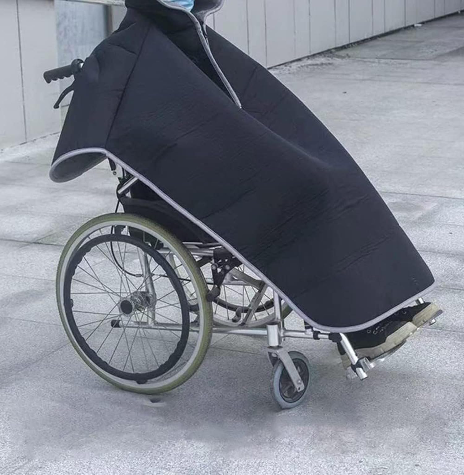 Poncho ocieplające do wózka inwalidzkiego, wiatroodporny, wodoodporny, przeciwdeszczowy koc dla dorosłych i osób starszych, czarny, 100 x 98 cm, 1 szt.