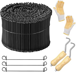 XIOBTQT 1000pcs 16 Gauge 6 Inch Double Loop Rebar Tie Wire Kit with 2 Tying Tools & Protective Gloves - Annealed Steel for Construction