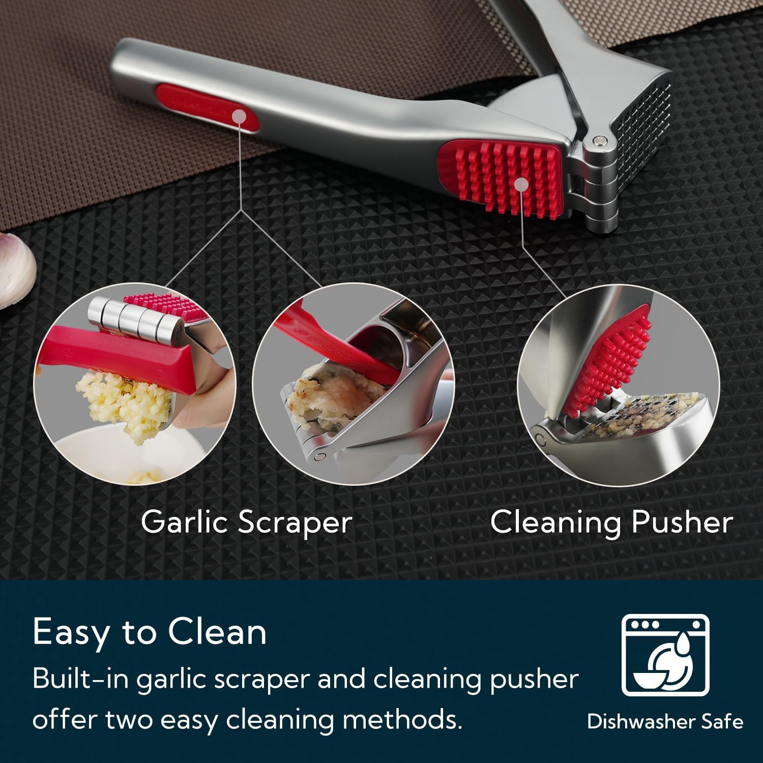 KITCHENDAO Heavy-Duty Garlic Press and Come Apart Mezzaluna Salad Chopper