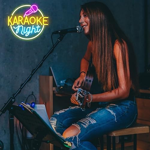 Miniatura 7 de Letrero LED de neón de noche de karaoke, decoración de habitación de karaoke, bar, para decoración de pared, karaoke en vivo, luces de neón, barra