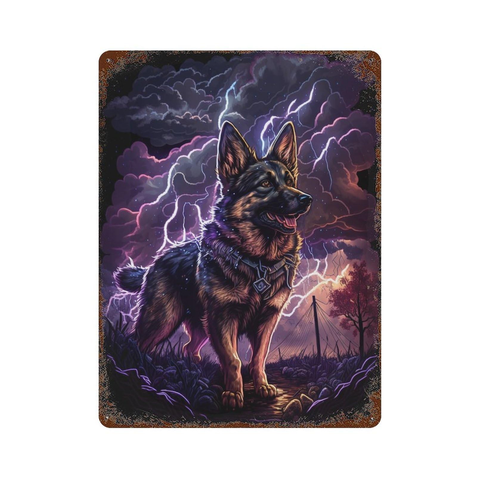 Thundering Canine Majesty -2 Rust Effect Tin Sign 15.7"x11.8", for Farmhouse, Kitchen And Entryway Decor, Decorative Metal Wall Art