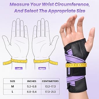 Carpal Tunnel Wrist Brace, Adjustable Wrist Splint for Left Hand (M)