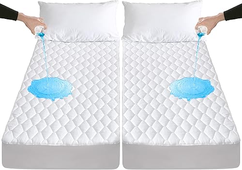 Lunsing Protector de colchón Split King para cama ajustable, impermeable, transpirable, sin ruido, bolsillo de 6-18 pulgadas de profundidad, color