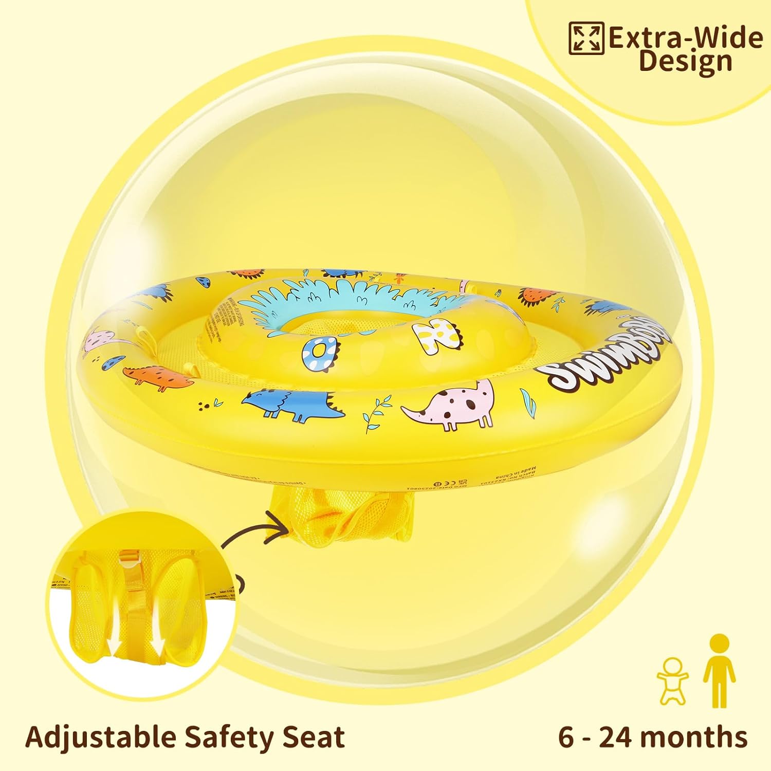 Swimbobo Inflatable Baby Swimming Float with Safety Seat Fun Swimming Pool Toys for Age 6-36 Months Toddler