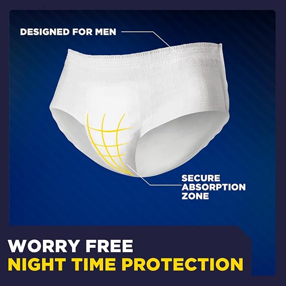 Tena Men Overnight Incontinence Underwear, Extra Coverage S/M 34-50in 56ct