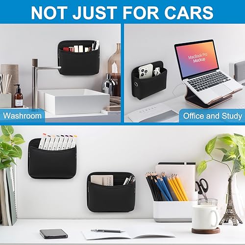 Miniatura 7 de Accmor Organizador de bolsillo lateral para asiento de automóvil, bolsa de piel sintética para asiento de automóvil, puerta, ventana, consola,