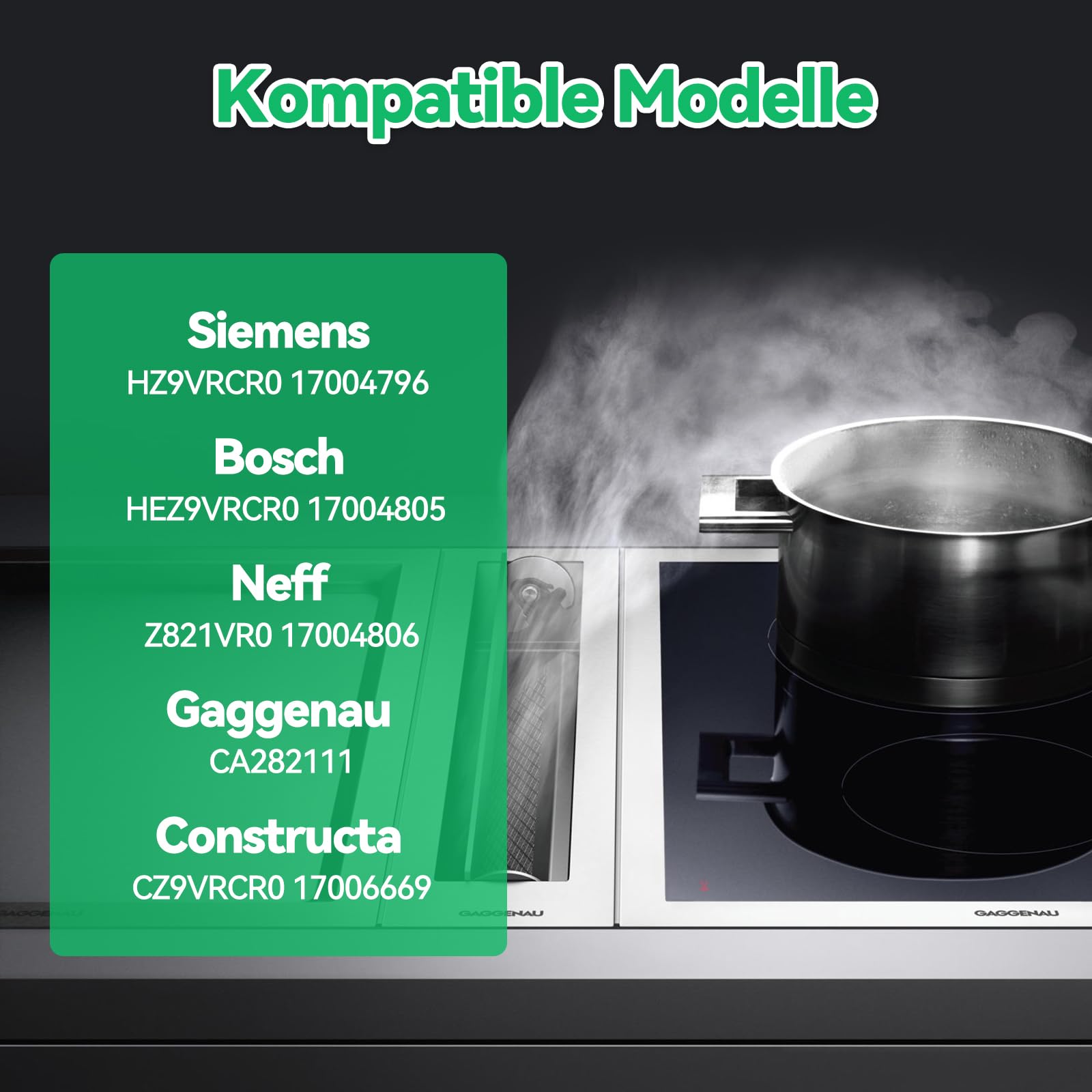 8 Stück Dunstabzugshaube Aktivkohlefilter für Siemens HZ9VRCR0 17004796/Bosch HEZ9VRUD0 17004811/Neff Z821VR0 17004806/ Gaggenau CA282111/ Constructa CCZ9VRCRCR0 17006669, Umluftersatzfilter Zubehör
