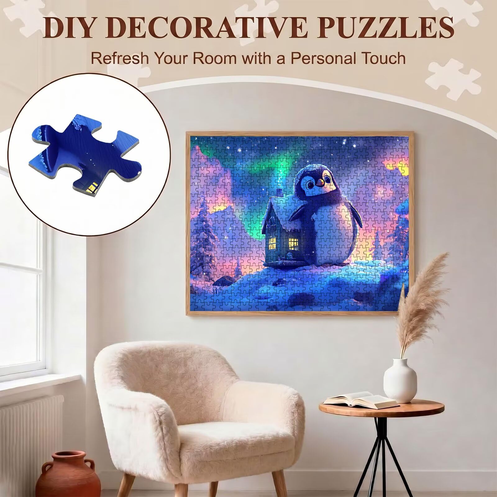 Carino pinguino Puzzle 1500 Pezzi per Adulti, Puzzle in Legno - Collezione Classica con Poster Incluso -Sfida di Concentrazione e Passatempo Antistress, Gioco Educativo per Famiglia, 87 x 57 cm f0-562