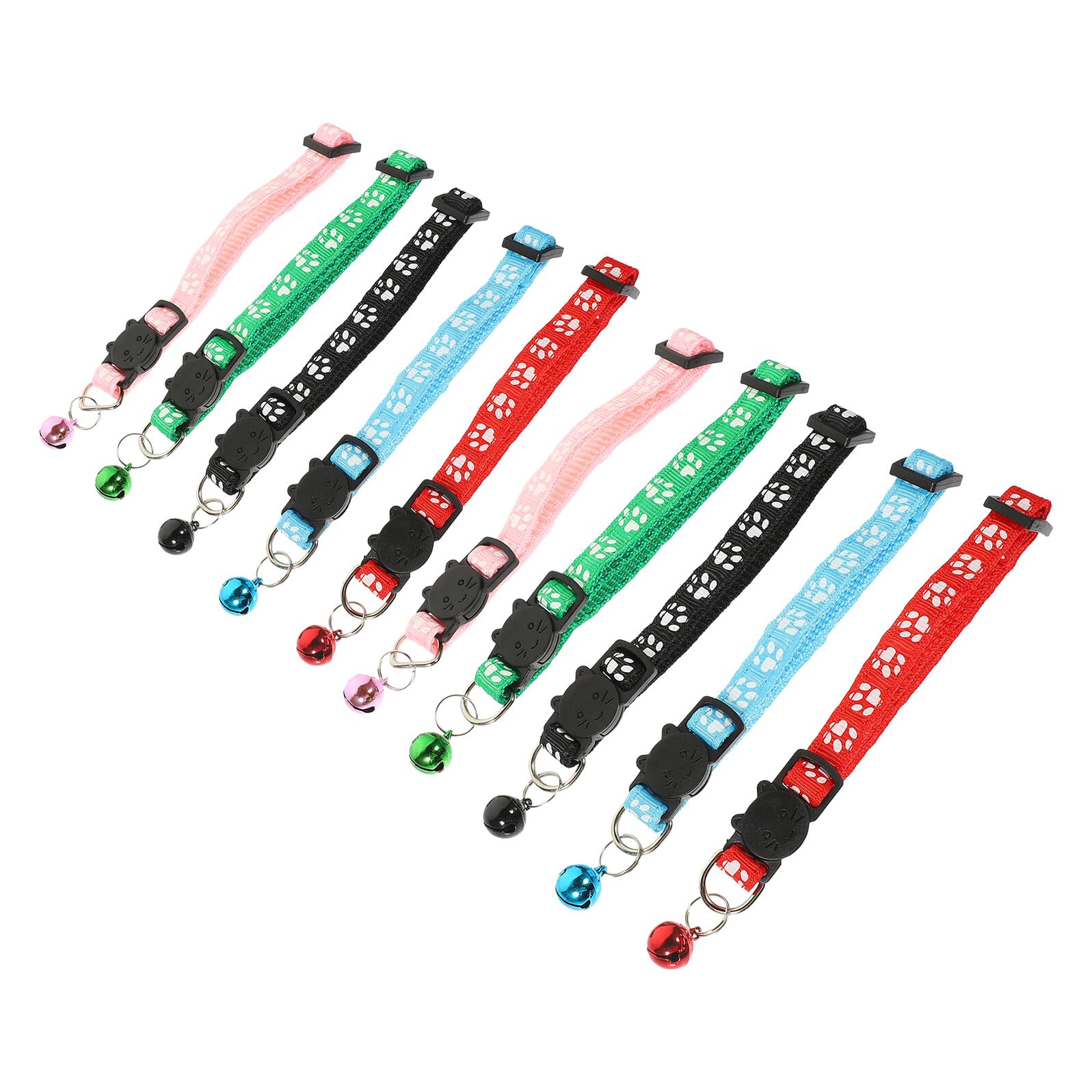 Collares para gatitos pequeños multicolor con hebilla de seguridad regulable y cascabel