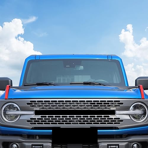 Miniatura 7 de Cubierta de bisagra de capó del motor compatible con Ford Bronco 2021-2025, kit de 2 accesorios decorativos exteriores (rojo)