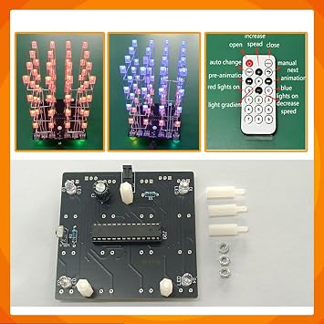 Soldering Practice Kit: 4x4x4 LED Color Light Cube DIY Electronics Kit Fun, Educational, and Perfect for Beginners, Hobbyists, and Students Learn Soldering with a Stunning LED Display