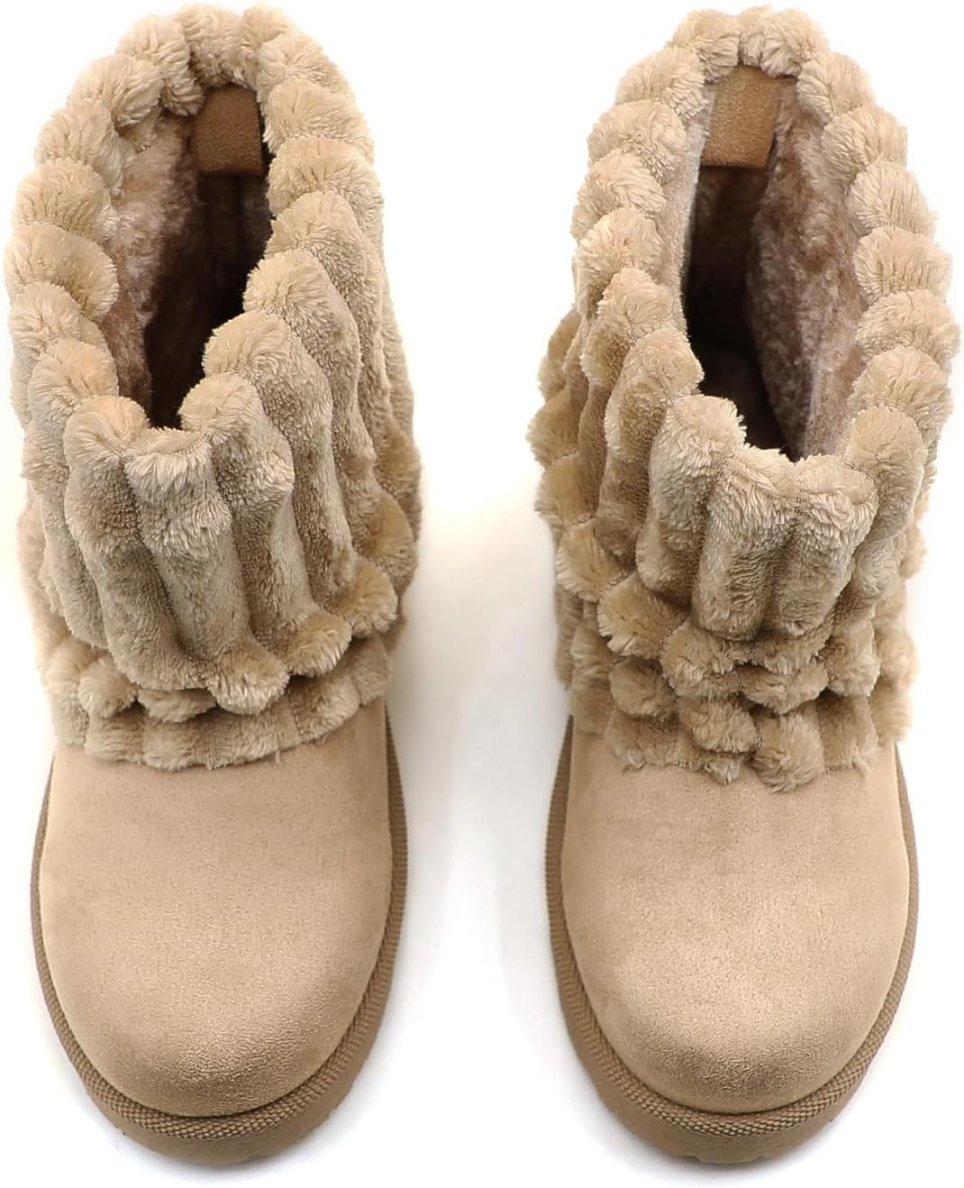 Women's Platform Suede Ankle Snow Boots Winter Warm Fur Lined Anti-Slip Short Pull On Cuff Boots - Image 5