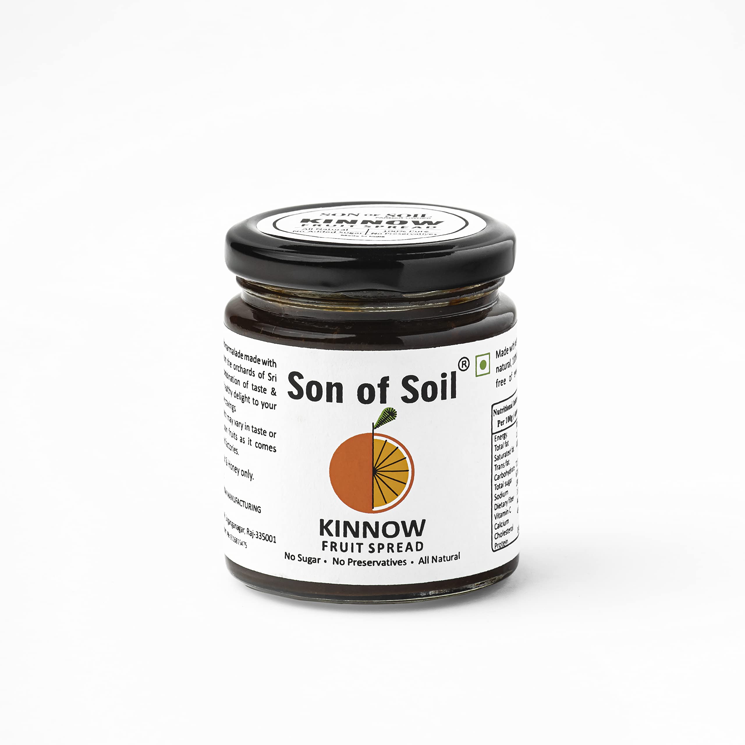 SON OF SOIL Kinnow Spread/Jam, No added Sugar and Preservatives, Orange Marmalade, Natural Real Fruit Spread for Healthy Snacking, No artificial Flavours and Colours Added - 240 gm (Glass Jar) (B0C596VGHQ) Amazon Price History, Amazon Price Tracker