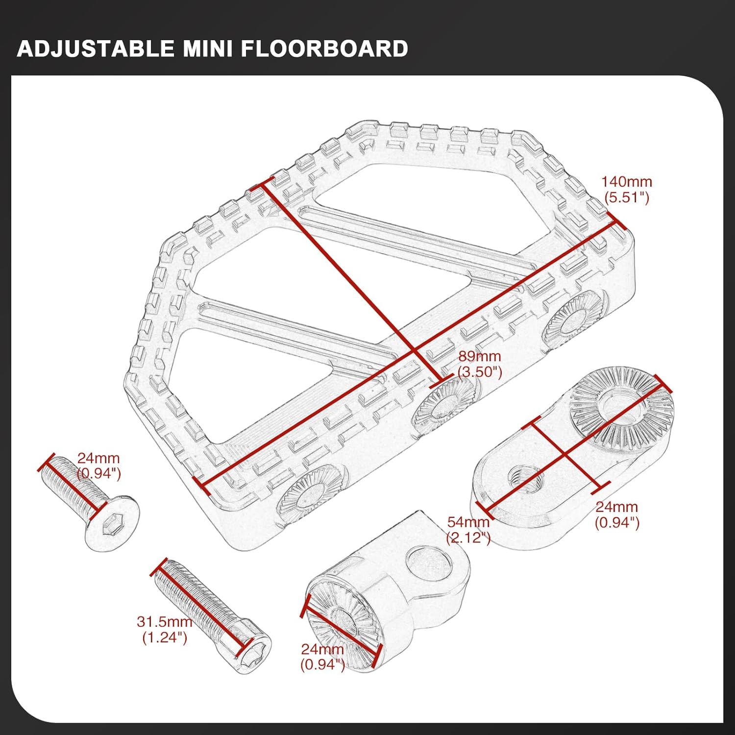 Motorcycle Adjustable Foot Pegs Mini Floorboards Footrest for Harley Dyna Street Bob Super Glide Sportster 883 Touring Street Glide Road King Slim Fat Boy (Riot-Style Black)
