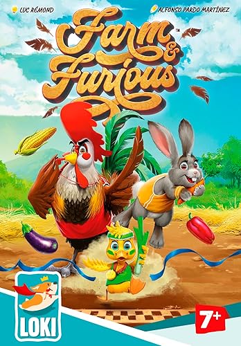 IELLO France Farm & Furious - Juego de cartas de carreras de animales, niños y familia, a partir de 7 años, 2-5 jugadores, 10 minutos