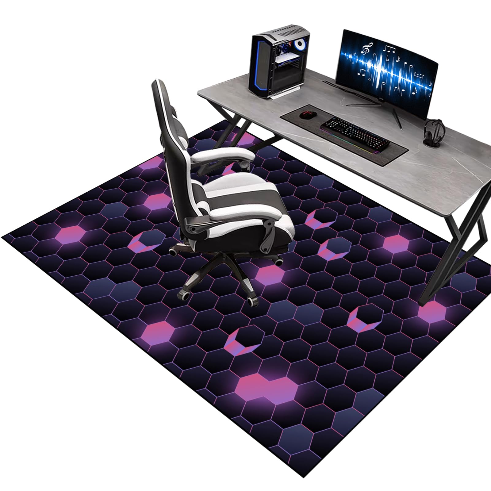 Kqiejuy Colorb23 80 X 120 Cm Office Gaming Chair Mat For Carpet, Office Chair Carpet Protector Mat Carpeted Floor, Gaming Floor Protectors For Rolling Chairs, Desk Chair Mat For Hardwood Floor, Black Protector Rug