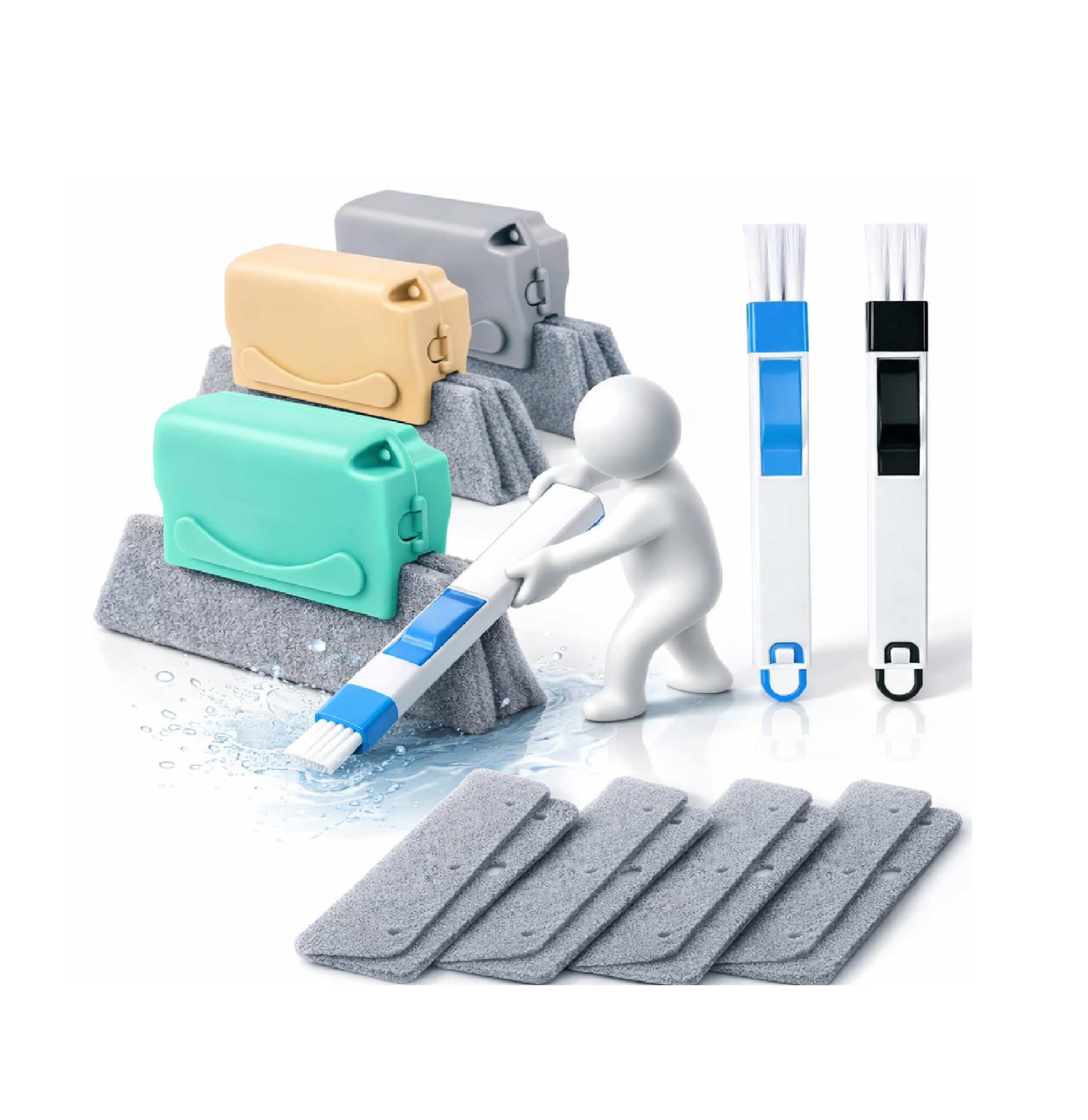 Pack 10 Cepillos Limpieza Hogar Multifunción Limpia Ventanas - Ideal como Limpiador de Ventanas, Limpiador Ventanas Rieles, Limpiar Persianas, Cepillo mosquitera, Cepillo Juntas, Cepillo de Limpieza