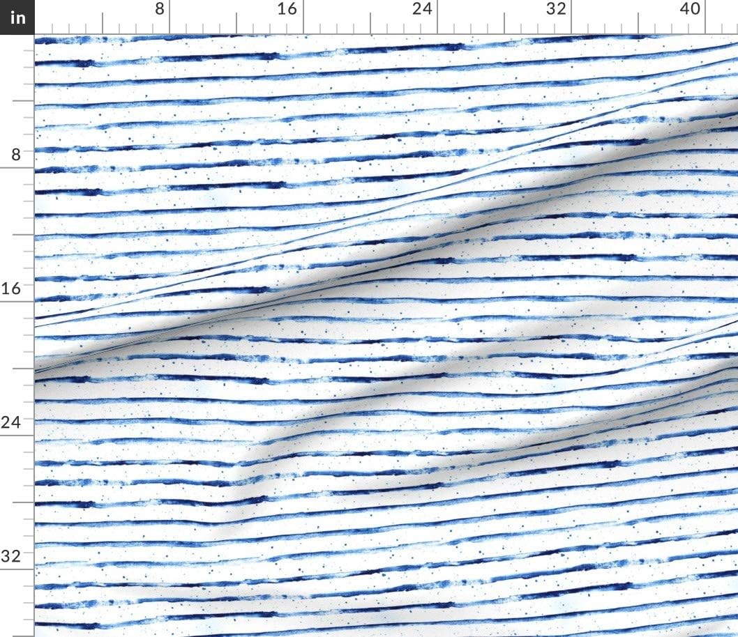 Spoonflower Fabric - Navy Blue Stripes Watercolor Striped Printed on Petal Signature Cotton Fabric by The Yard - Sewing Quilting Apparel Crafts Decor