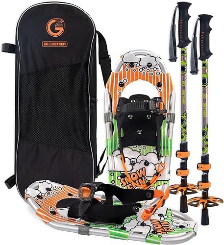 G2 - Raquetas de nieve para niños de 16 pulgadas, cestas de nieve, bolsa de almacenamiento, diseño de encuadernación de trinquete rápido, para niños