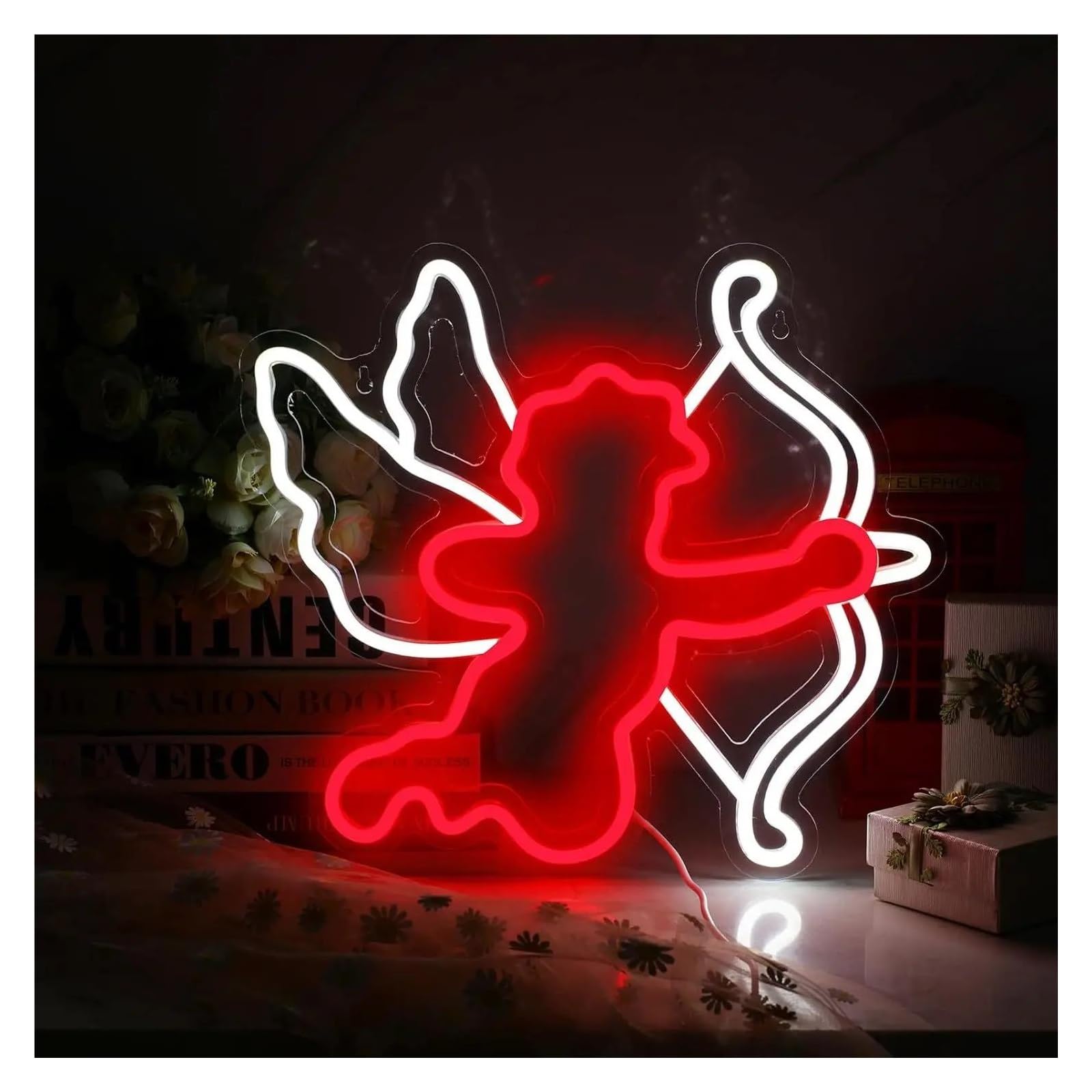 LEMST Sign Lamp Cupid Neon Light for Bedrooms, Living Rooms, Romantic Decor 33x35cm