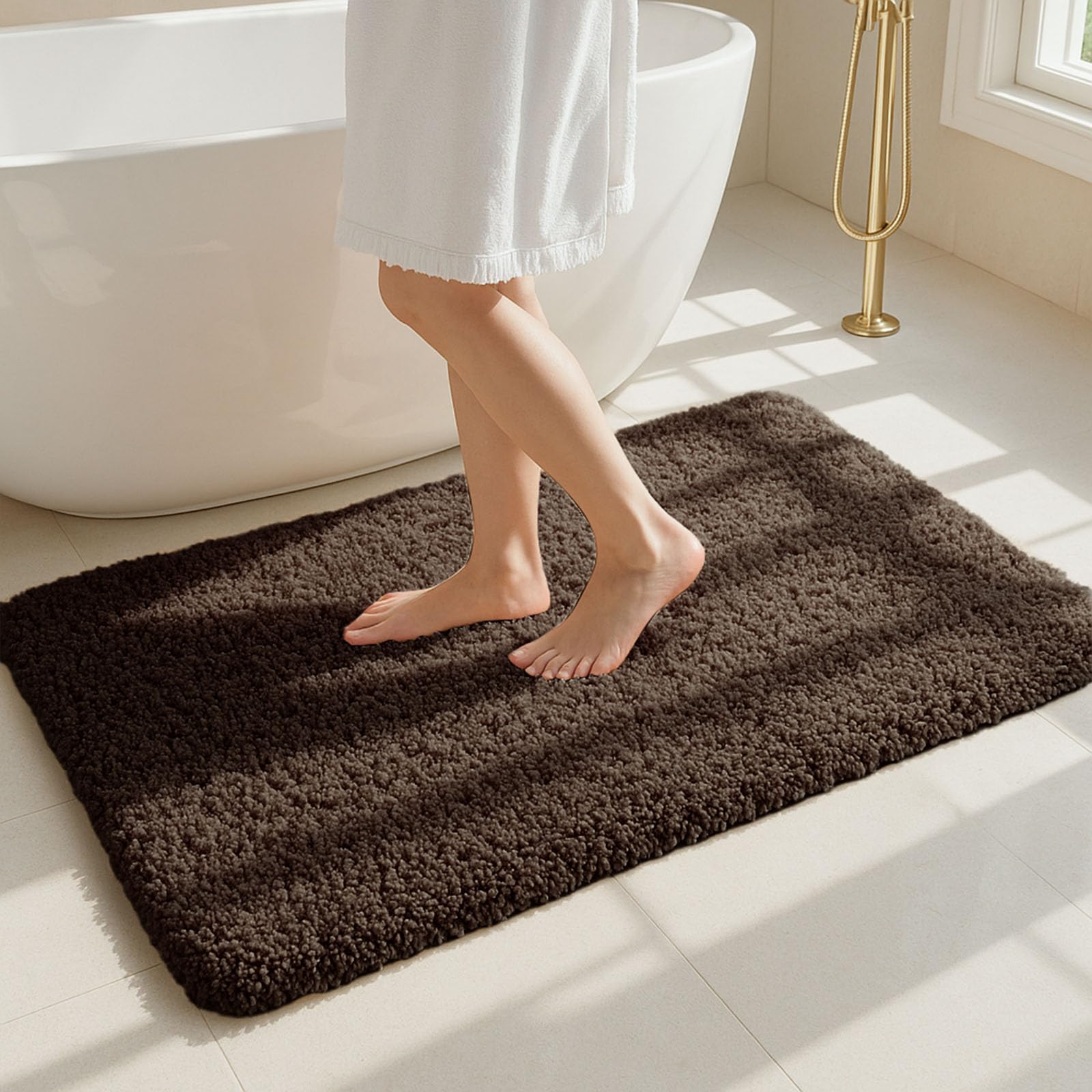 Tuocal Microfiber Thickened Bath Mat, Non Slip Super Absorbent Ultra Soft Bathroom Mat, Machine Washable Quick Dry Bath Rug Foot Mat For Bathroom, 50 x 80 cm