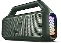 Soundcore Boom 2 da Anker Caixa de Som Portáteis Bluetooth, 80W, Subwoofer, BassUp 2.0, 24H, IPX7, Flutuante, Luzes RGB, USB-C, Equalizador Personalizado, Portátil para Camping e Praia, Verde