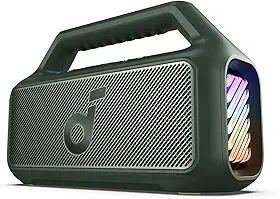 Soundcore Boom 2 da Anker Caixa de Som Portáteis Bluetooth, 80W, Subwoofer, BassUp 2.0, 24H, IPX7, Flutuante, Luzes RGB, USB-C, Equalizador Personalizado, Portátil para Camping e Praia, Verde
